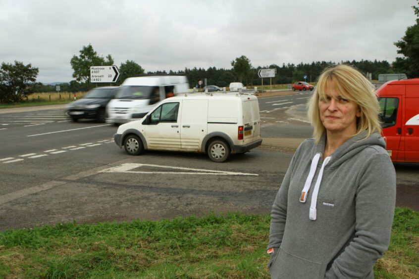 Jill Fotheringham at the A90 Laurencekirk junction.