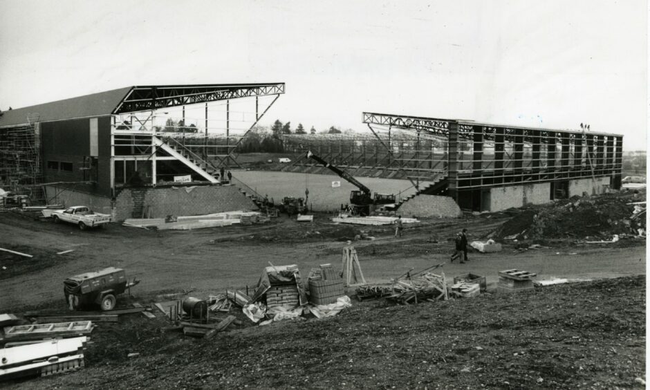 McDiarmid Park under construction in April 1989 while the Saints played at Muirton Park. Image: DC Thomson.