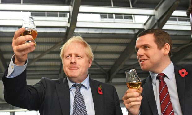 Prime Minister Boris Johnson and Scottish Conservative leader Douglas Ross, the Moray MP.