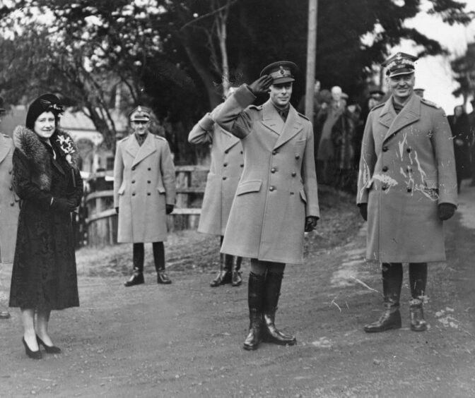 King George VI and Queen Elizabeth The Queen Mother with General Sikorski at Glamis Castle in 1941. Picture: DCT.