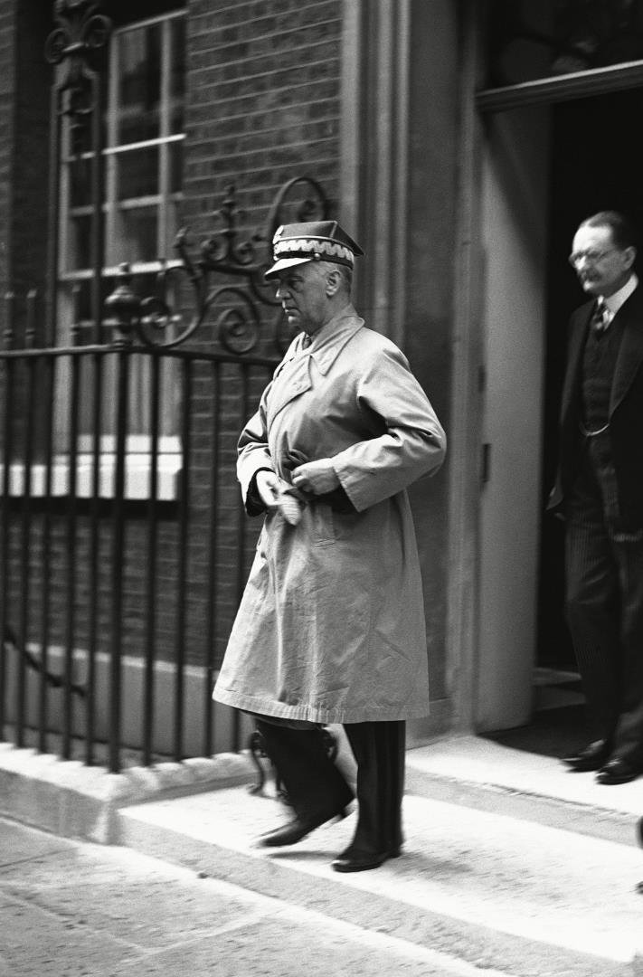The general leaving 10 Downing Street after a meeting with Winston Churchill.