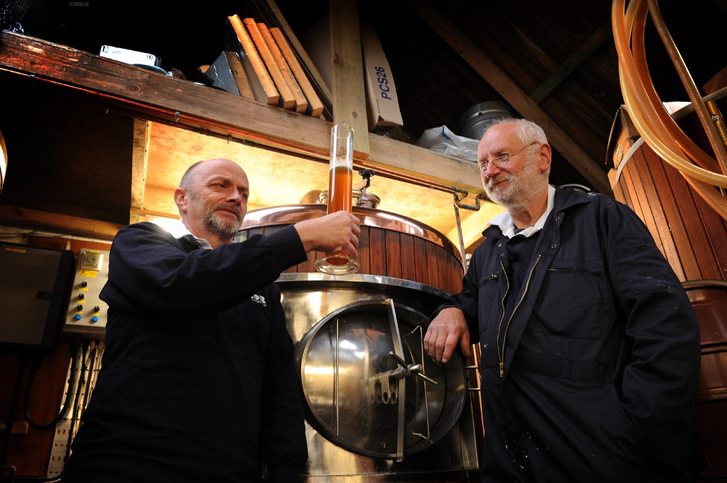 Ross Niven and Jim Hughan at the brewery in Kellas where the beer was made.