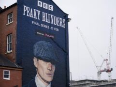 A mural by artist Akse P19, of actor Cillian Murphy, as Peaky Blinders crime boss Tommy Shelby (Jacob King/PA)