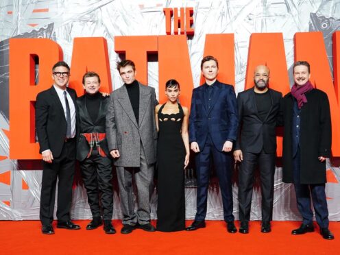 Dylan Clark, Andy Serkis, Robert Pattinson, Zoe Kravitz, Paul Dano, Jeffrey Wright and Matt Reeve attending the special screening of The Batman at BFI IMAX Waterloo, central London (Ian West/PA)