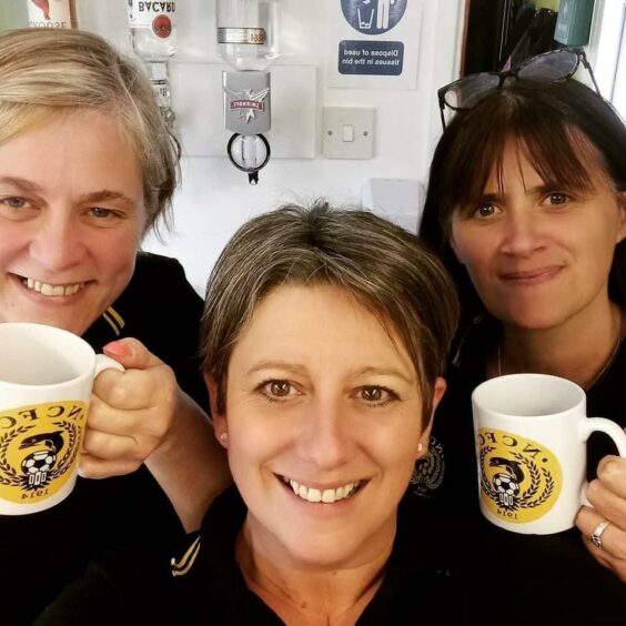 From left, Debbie Smith, Cindy Milne and Doreen Spark, who are part of Nairn County FC's hospitality team.