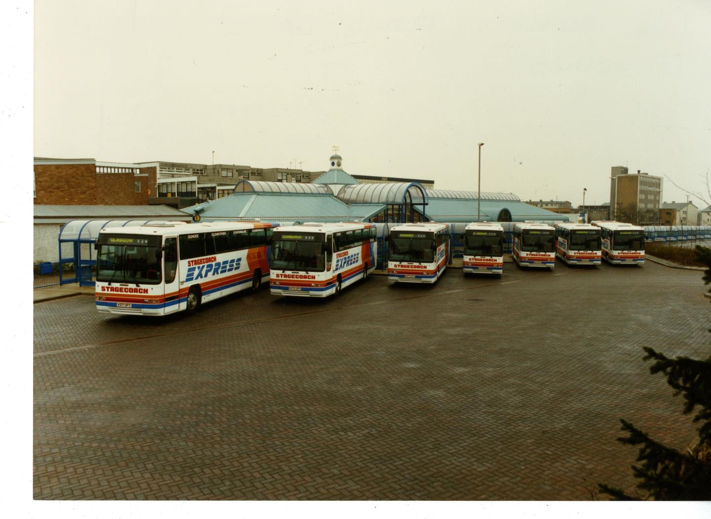 Stagecoach buses at Glenrothes Bus Station in 1993.