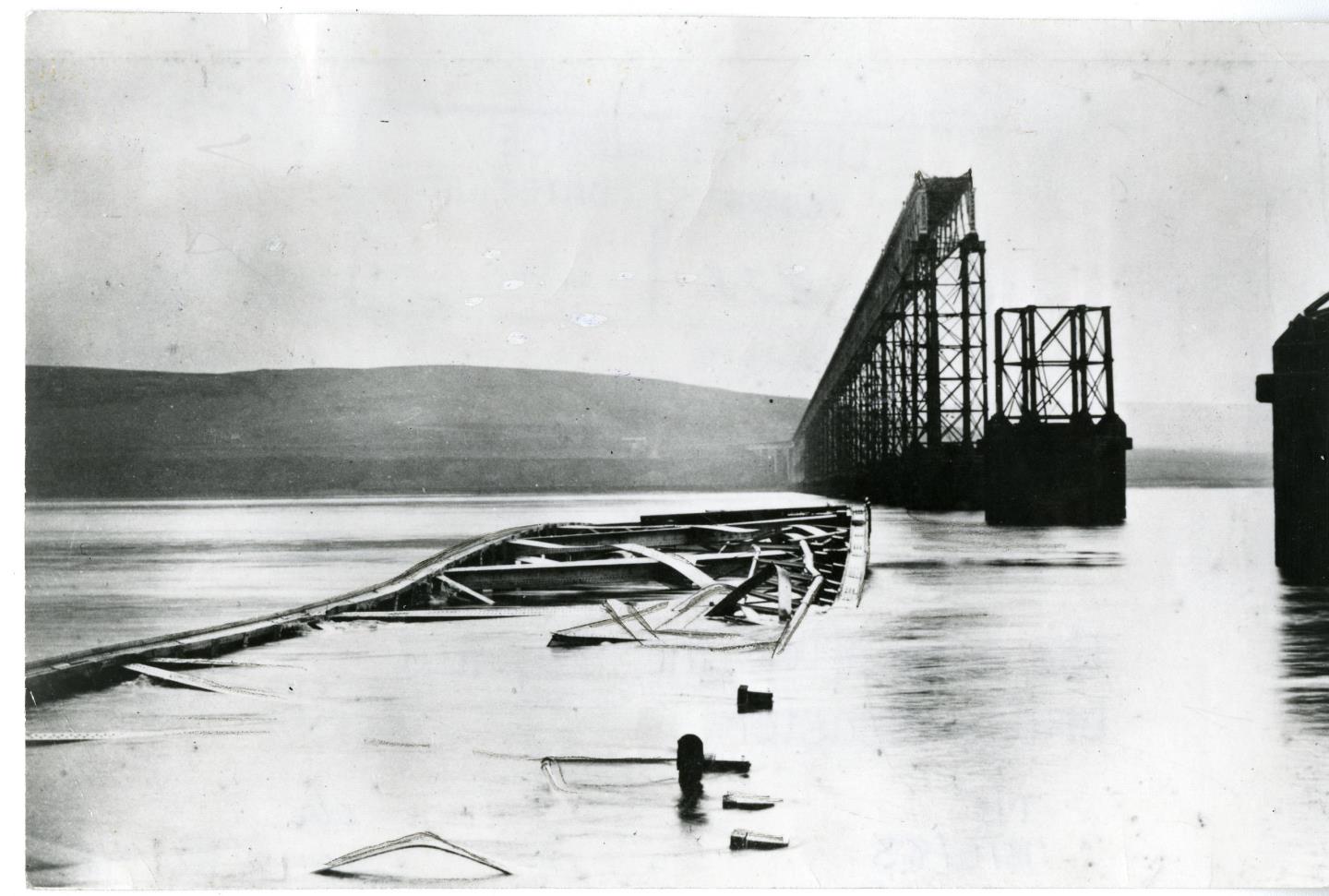 The Tay Rail Bridge after the disaster.