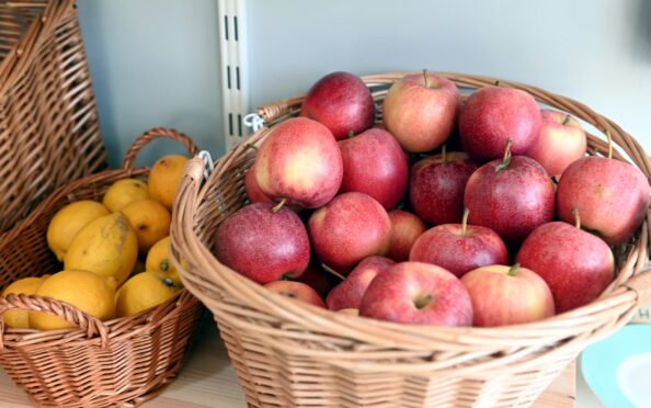 Fresh fruit and vegetables are also available.