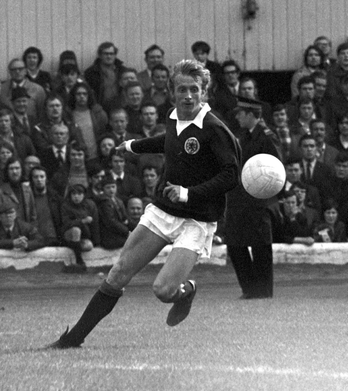 Denis Law playing for Scotland in 1963.