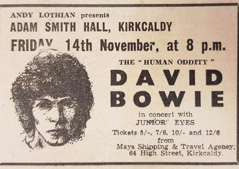 A ticket for Bowie's gig at the Adam Smith 