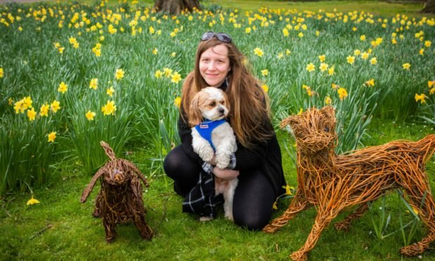 Katie McCandless-Thomas, of the Missing Pets, Perth and Kinross organisation with her dog Baxter