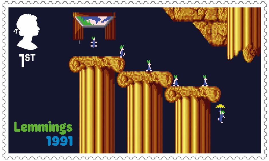 A stamp of Lemmings, which is part of a set of stamps released by the Royal Mail of classic video games. PA Photo.