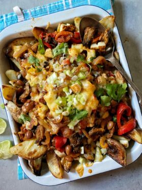 Mexican loaded wedges with halloumi