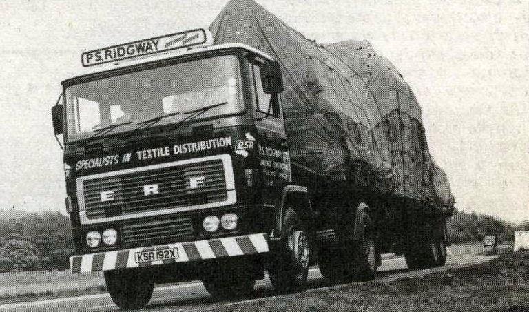 An early ERF truck transporting carpet backing from Dundee to Lancashire.