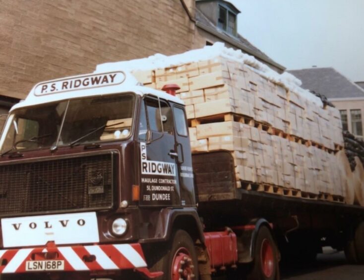 Another load being collected by a Ridgway lorry at Sidlaw Yarns in Dundee.