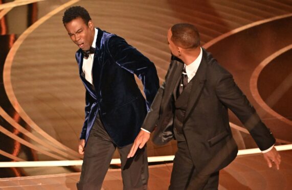 Will Smith slapped Chris Rock during the Oscars ceremony after a joke aimed at Smith's wife, Jada Pinkett-Smith. 94th Annual Academy Awards, Show, Los Angeles, USA. Rob Latour/Shutterstock.