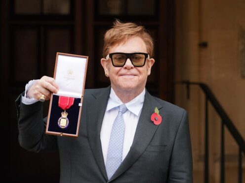 Sir Elton John after being made a member of the Order of the Companions of Honour for services to Music and to Charity during an investiture ceremony at Windsor Castle. Picture date: Wednesday November 10, 2021.