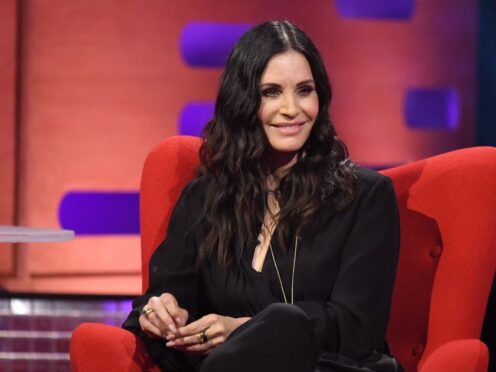 Courteney Cox during the filming for the Graham Norton Show (Matt Crossick/PA)