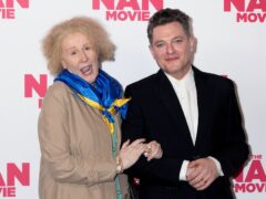 Catherine Tate in character as Nan and Mathew Horne arrive for the special screening of The Nan at the Ham Yard Hotel, Soho, central London (Suzan Moore/PA)