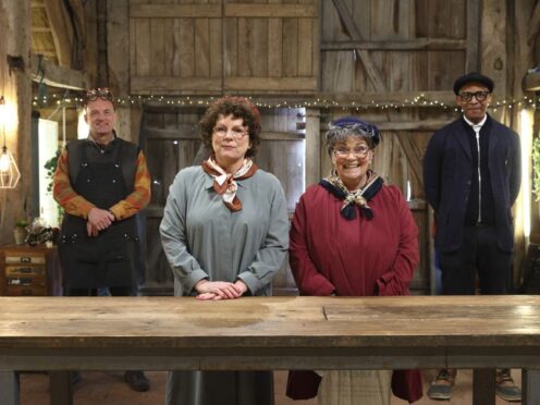 Steve Fletcher, Jennifer Saunders, Dawn French and Jay Blades in a Comic Relief sketch (BBC/Jordan Mansfield/Comic Relief)