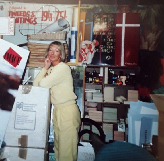 Claire in the display team office in the 1980s.