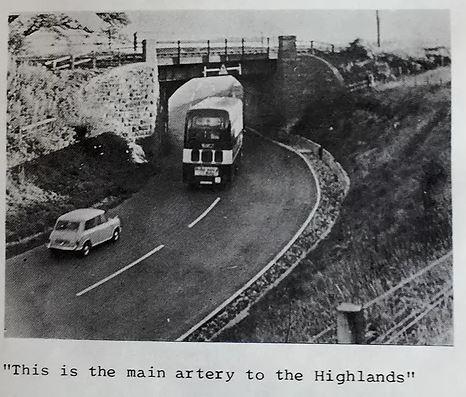 The old A9 was dangerous with many curves and bottlenecks. From the Crossing of the Three Firths pamphlet. Supplied by Frances Ross.