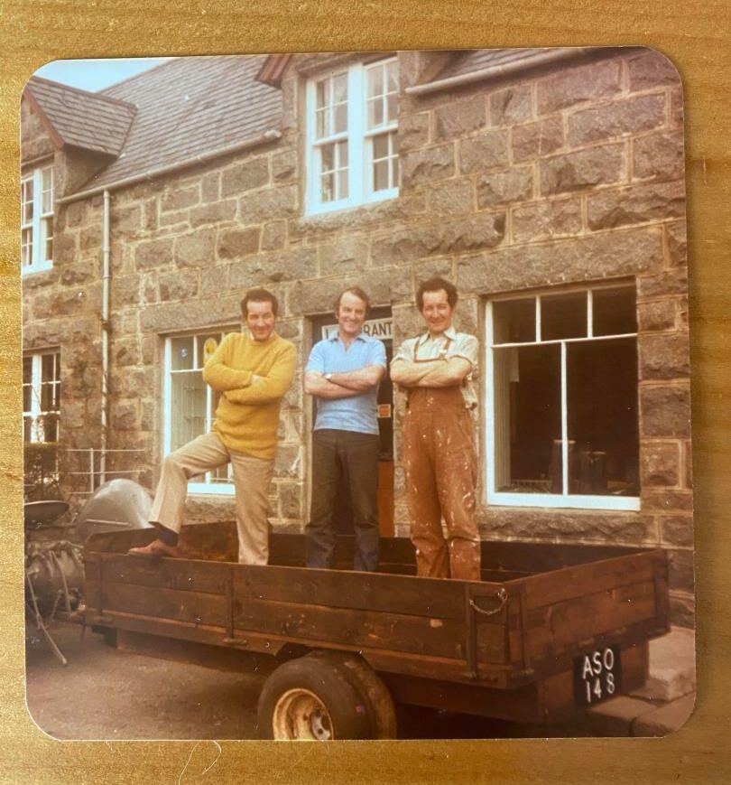 The Grant twins John, left, and Bill with their friend Alex Murray, Davoch. The Grant twins had the grocer's shop in Rogart and were well-known for their sense of fun and practical jokes, as well as their contribution to the local community. Courtesy of the Grant family.