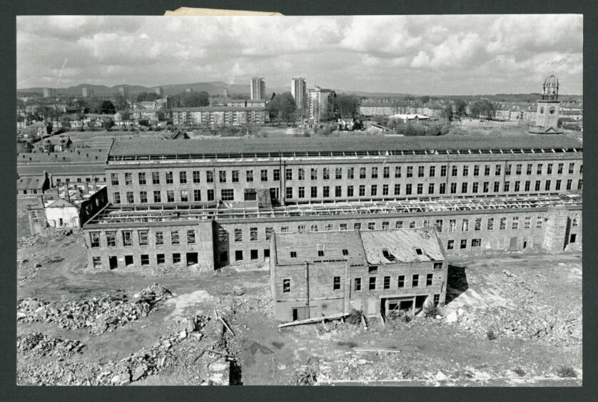 Camperdown Works pictured in April 1988 following demolition work at what was once the world's biggest jute mill.