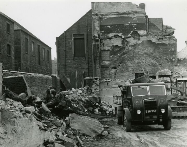 Bell Mill in Guthrie Street being demolished in 1959 to make way for DC Thomson's West Ward Works.