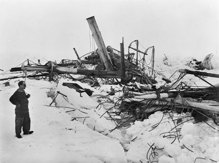 The Endurance was crushed and wrecked by Antarctic ice during the Shackleton expedition.