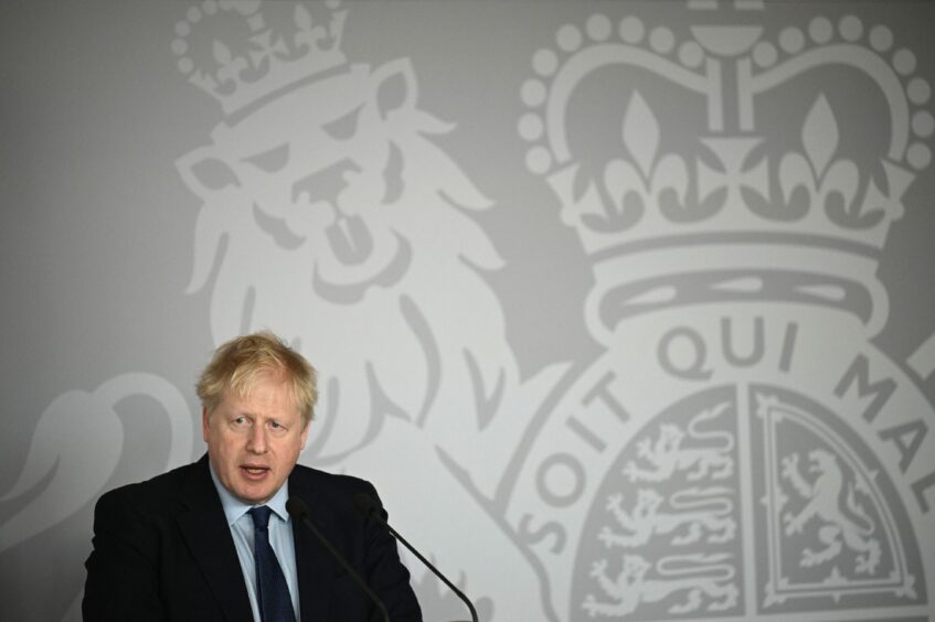 Prime Minister Boris Johnson gives a press conference at the British Embassy in Warsaw, Poland after his meeting with Polish Prime Minister Mateusz Morawiecki. Picture by PA.