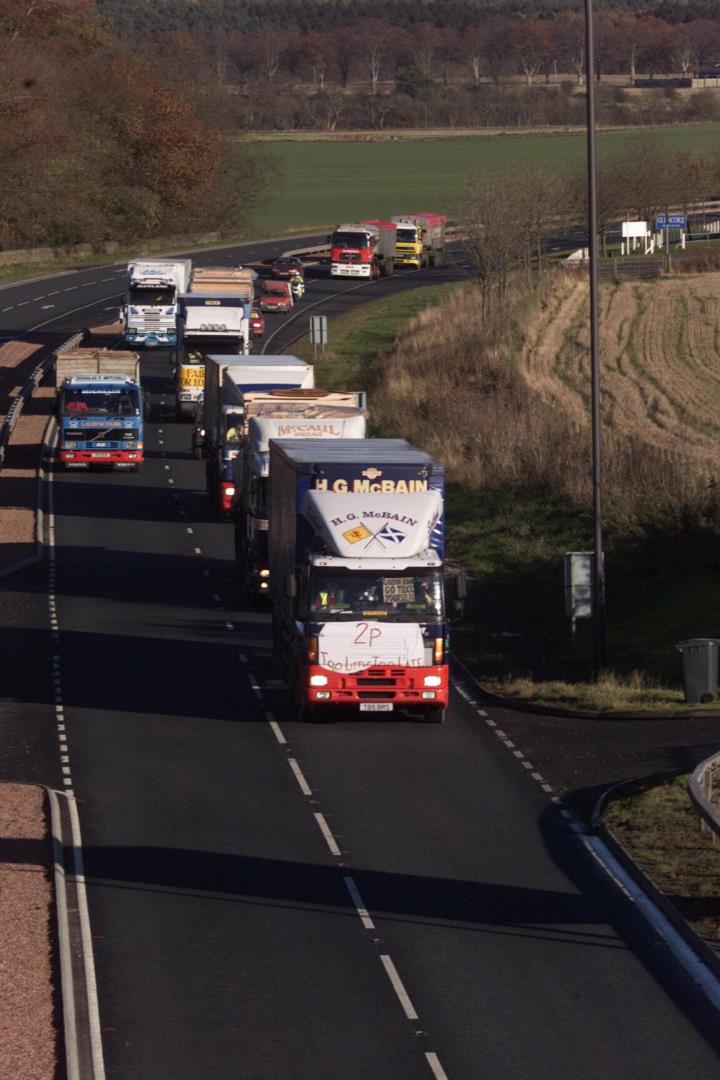 Dozens of protesters from Angus and Dundee formed a convoy of around 70 vehicles.