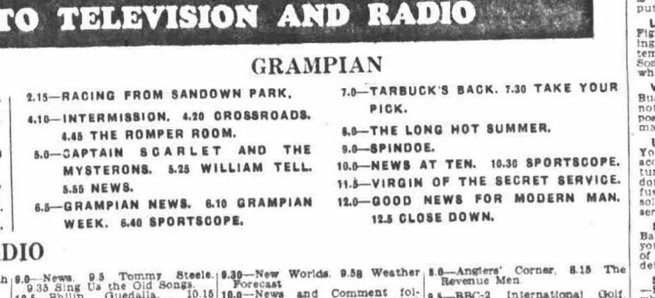 Romper Room featured in the Grampian TV listings in 1968.
