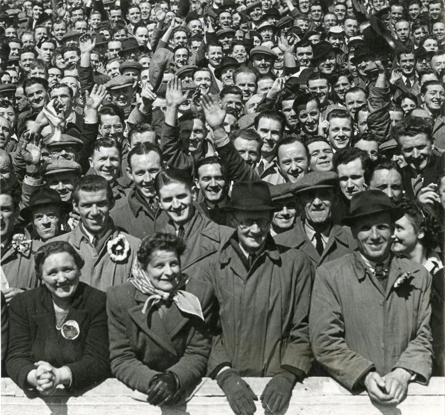 Some of the Dons fans at Hampden for the 1947 Scottish Cup final. More than 80,000 people saw the game.