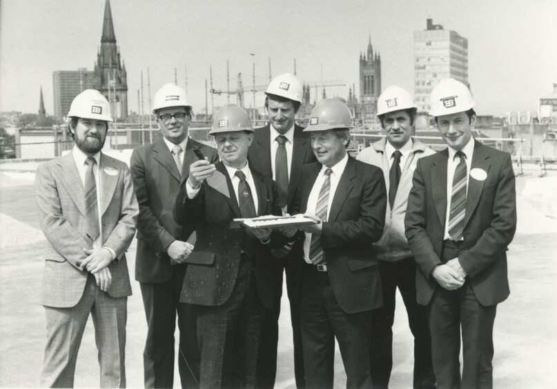 Council officials met Balfour Beatty executives as work on the Trinity Centre continued in 1983.