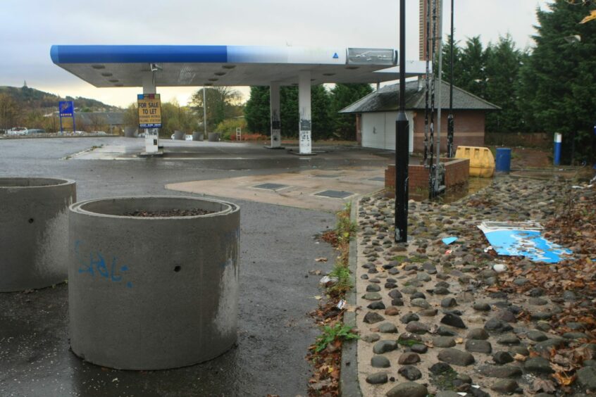 The former filling station at the entrance to the Stack Leisure Park.