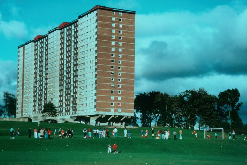 The Ardler multi-storey blocks in 1991, which were becoming increasingly difficult to let.