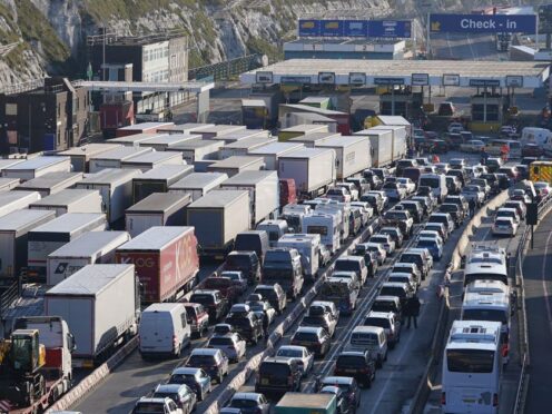 Cars and freight lorries check in at the Port of Dover in Kent (Gareth Fuller/PA)