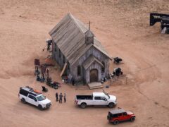 Aerial photo shows the Bonanza Creek Ranch in Santa Fe where Rust was filming (Jae C Hong/AP)