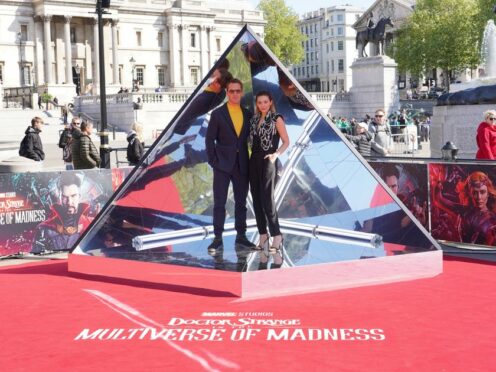 Benedict Cumberbatch and Elizabeth Olsen attend the Doctor Strange and the Multiverse of Madness photo call in Trafalgar Square, London. Picture date: Tuesday April 26, 2022.