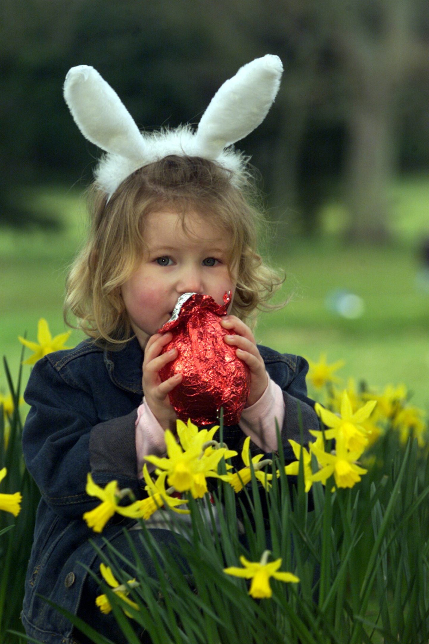Suzanne Holt, 2, was caught nibbling a chocolate egg by our photographer in 2002.