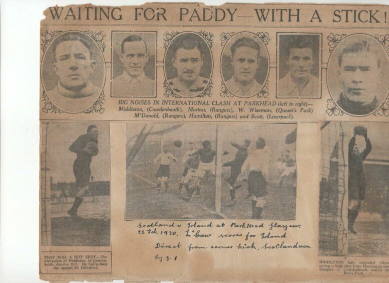 Some cuttings from Middleton's international debut against Ireland.