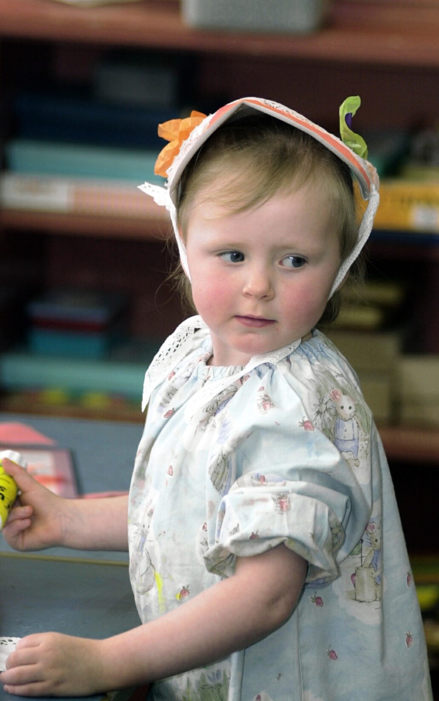 Nursery pupils at Bramble Brae School in Aberdeen were holding an Easter crafts session in 2003 and Lori Wilson shows off her creative headwear.