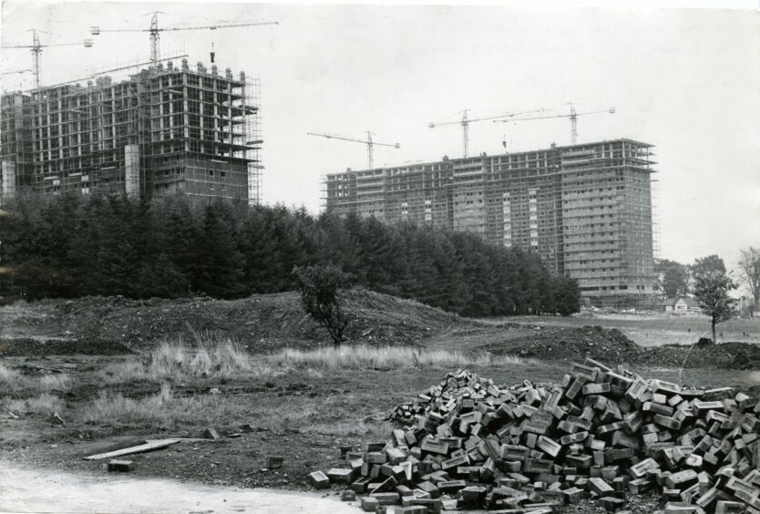 Ardler multis under construction in 1966.