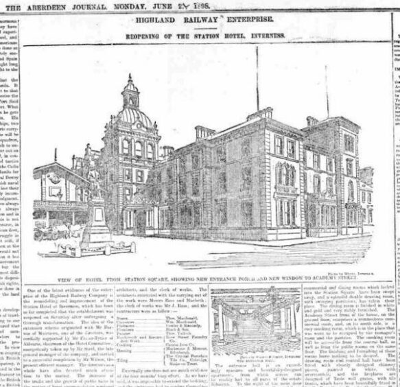 A clipping from an 1898 newspaper, with an illustration of the hotel 