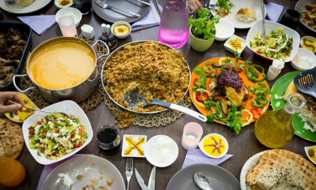 Food is prepared for iftaar. Ramadan
