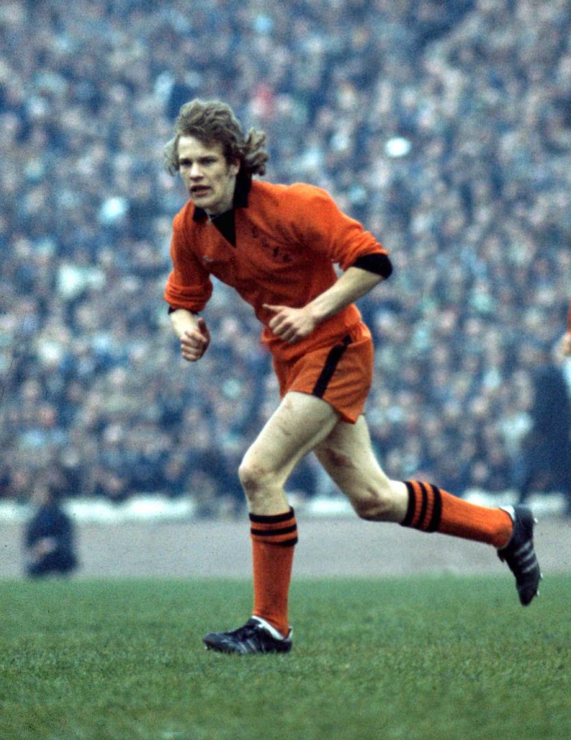 Andy Gray pictured during the 1974 Scottish Cup final at Hampden. Photo by Colorsport/Shutterstock.