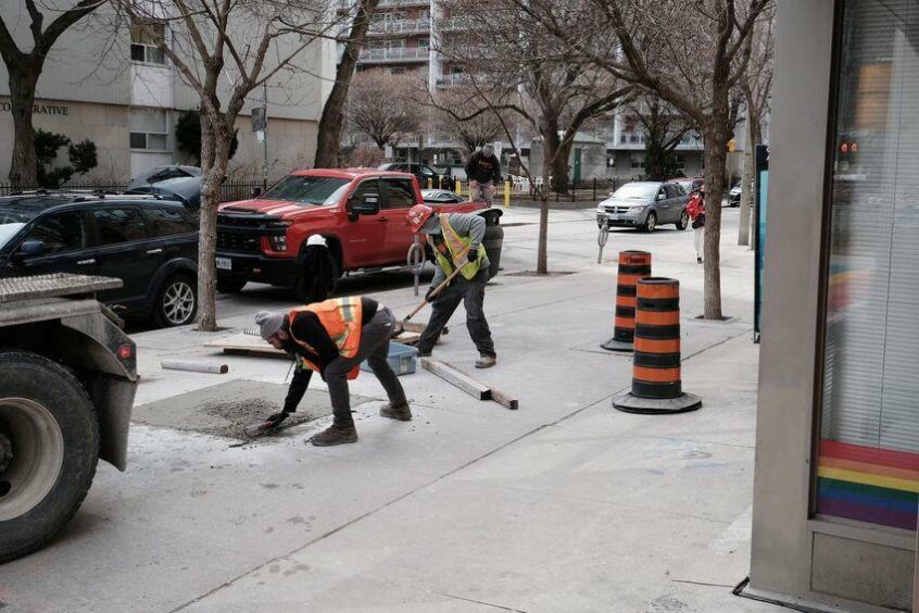 Concreting over the spot where a statue of Alexander Wood had stood previously