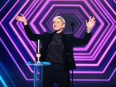 Handout photo dated 15/11/20 issued by Christopher Polk/E Entertainment of Ellen DeGeneres accepting the award for The Daytime Talk Show of 2020 onstage for the 2020 E! People’s Choice Awards, held at the Barker Hangar in Santa Monica, California.