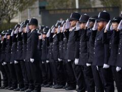 New police recruits after their inspection by Metropolitan Police Commissioner Dame Cressida Dick during her last Passing Out parade at Hendon, London, ahead of her last day as chief of the Met on April 10 (Yui Mok/PA)